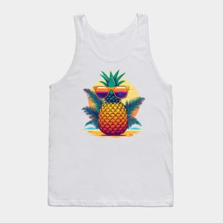 Simplistic pineapple wearing oversized sunglasses Tank Top